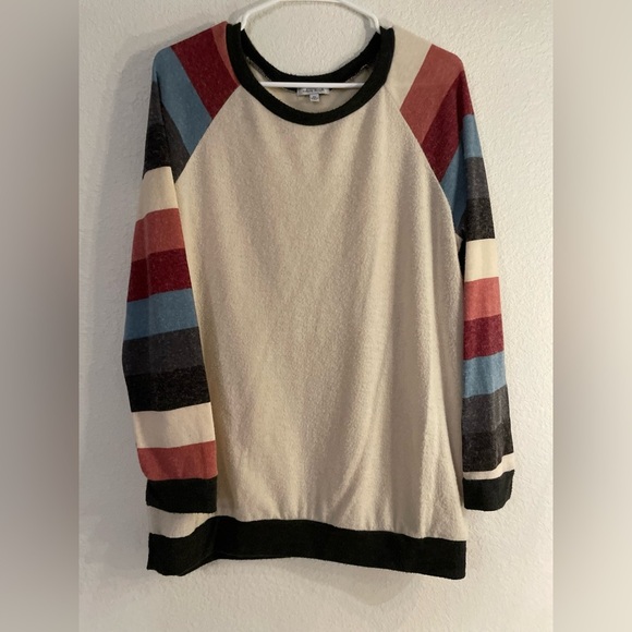 White Birch women’s fleece Multicolor Striped Sweatshirt size XL - Picture 1 of 5
